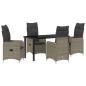Preview: 5-teiliges Garten-Ess-Set mit Kissen in Grau aus Poly-Rattan