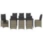 Preview: 9-teiliges Garten-Esstisch-Set mit Kissen Grau Poly Rattan