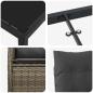 Preview: 9-teiliges Garten-Esstisch-Set mit Kissen Grau Poly Rattan