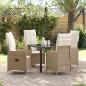 Preview: ARDEBO.de - 5-teiliges Garten-Esszimmer-Set mit Kissen Beige Poly Rattan