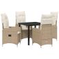 Preview: 5-teiliges Garten-Esszimmer-Set mit Kissen Beige Poly Rattan