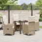 Preview: 5-teiliges Garten-Esszimmer-Set mit Kissen Beige Poly Rattan