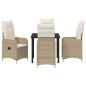 Preview: 5-teiliges Garten-Esszimmer-Set mit Kissen Beige Poly Rattan