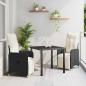 Preview: ARDEBO.de - 3-teiliges Garten-Dining-Set mit Kissen Schwarz Poly-Rattan