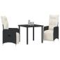 Preview: 3-teiliges Garten-Dining-Set mit Kissen Schwarz Poly-Rattan