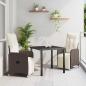 Preview: ARDEBO.de - 3-teiliges Garten-Dining-Set mit Kissen Braun Poly Rattan