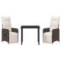 Preview: 3-teiliges Garten-Dining-Set mit Kissen Braun Poly Rattan