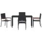 Preview: 5-teiliges Garten Essset schwarzes Poly Rattan