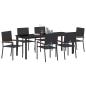 Preview: 7-teiliges Garten Essset Schwarz Poly-Rattan