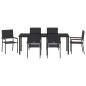 Preview: 7-teiliges Garten Essset Schwarz Poly-Rattan
