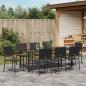 Preview: ARDEBO.de - 9-teiliges Garten Esszimmer Set Schwarz Poly Rattan