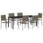 Preview: ARDEBO.de - 7-teiliges Garten Esszimmer Set Grau Poly Rattan