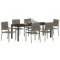 Preview: 7-teiliges Garten Esszimmer Set Grau Poly Rattan