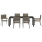 Preview: 7-teiliges Garten Esszimmer Set Grau Poly Rattan