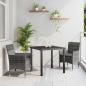 Preview: ARDEBO.de - 3-teiliges Garten-Ess-Set Grau Poly-Rattan