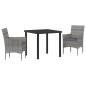 Preview: 3-teiliges Garten-Ess-Set Grau Poly-Rattan