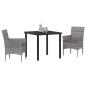 Preview: 3-teiliges Garten-Ess-Set Grau Poly-Rattan