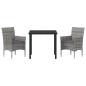 Preview: 3-teiliges Garten-Ess-Set Grau Poly-Rattan