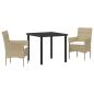 Preview: 3-teiliges Garten-Essset Beige Poly Rattan