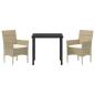 Preview: 3-teiliges Garten-Essset Beige Poly Rattan