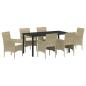 Preview: 7-teiliges Garten-Esszimmer-Set Beige Poly-Rattan