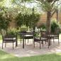 Preview: ARDEBO.de - 5-teiliges Garten Esstischset mit Kissen Braun Poly Rattan
