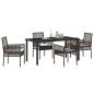 Preview: 5-teiliges Garten Esstischset mit Kissen Braun Poly Rattan