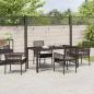 Preview: 5-teiliges Garten Esstischset mit Kissen Braun Poly Rattan