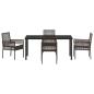 Preview: 5-teiliges Garten Esstischset mit Kissen Braun Poly Rattan