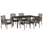 Preview: 7-teiliges Garten Essset mit Kissen Braun Poly Rattan