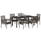 Preview: 7-teiliges Garten Essset mit Kissen Braun Poly Rattan