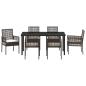 Preview: 7-teiliges Garten Essset mit Kissen Braun Poly Rattan