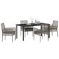 Preview: 5-teiliges Garten-Dining-Set mit Kissen Grau Poly-Rattan