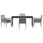 Preview: 5-teiliges Garten-Dining-Set mit Kissen Grau Poly-Rattan