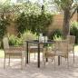 Preview: ARDEBO.de - 5-teilige Garten-Essgruppe mit Kissen Beige Poly Rattan