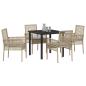Preview: 5-teilige Garten-Essgruppe mit Kissen Beige Poly Rattan