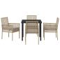 Preview: 5-teilige Garten-Essgruppe mit Kissen Beige Poly Rattan
