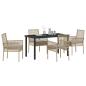 Preview: 5-teiliges Garten Essgruppe mit Kissen Beige Poly Rattan