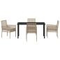 Preview: 5-teiliges Garten Essgruppe mit Kissen Beige Poly Rattan