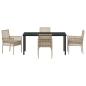 Preview: 5-teiliges Garten Essset mit Kissen Beige Poly Rattan