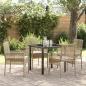 Preview: ARDEBO.de - 5-teiliges Garten Esszimmerset mit Kissen in Beige aus Poly Rattan