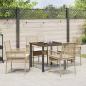 Preview: 5-teiliges Garten Esszimmerset mit Kissen in Beige aus Poly Rattan