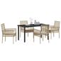 Preview: 5-teiliges Garten Esszimmer Set mit Kissen Beige Poly Rattan