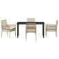 Preview: 5-teiliges Garten Esszimmer Set mit Kissen Beige Poly Rattan