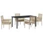 Preview: 5-teilige Garten Essgruppe mit Kissen Beige Poly Rattan