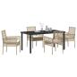 Preview: 5-teilige Garten Essgruppe mit Kissen Beige Poly Rattan