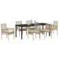 Preview: 7-teiliges Garten Esszimmer Set mit Kissen Beige Poly Rattan