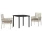 Preview: 3-teilige Garten-Essgruppe mit Kissen Hellgrau Poly Rattan