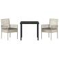 Preview: 3-teilige Garten-Essgruppe mit Kissen Hellgrau Poly Rattan