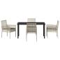 Preview: 5-teiliges Garten-Essgruppen-Set mit Kissen Hellgrau Poly Rattan